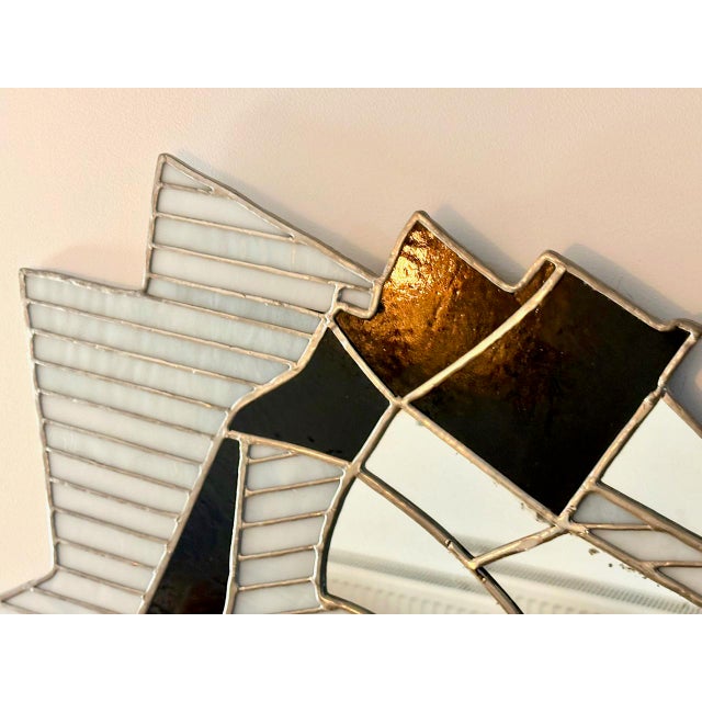 1970s Postmodern Stained Glass Female Face Mirror 1970s For Sale - Image 5 of 10