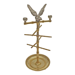 Antique Parrot Perch Gilt & Silvered Bronze Ring Holder Jewelry Stand Porte Bijoux