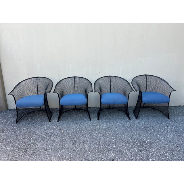 Mid-Century Modern Vintage 1950s Sculptural Drape Wire Mesh Chairs Attributed to Russel Woodard, 4 Pieces For Sale - Image 3 of 15