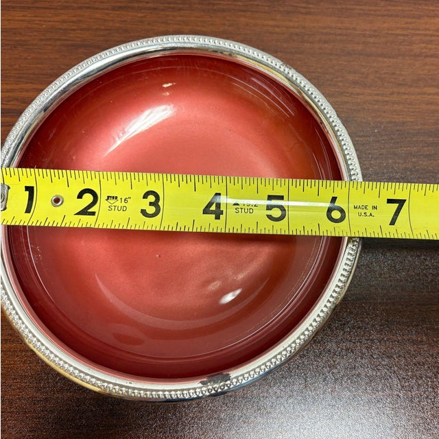 Red Mid-Century W. & S. Blackinton Silverplate Bowl With Coral Enamel Interior For Sale - Image 8 of 8