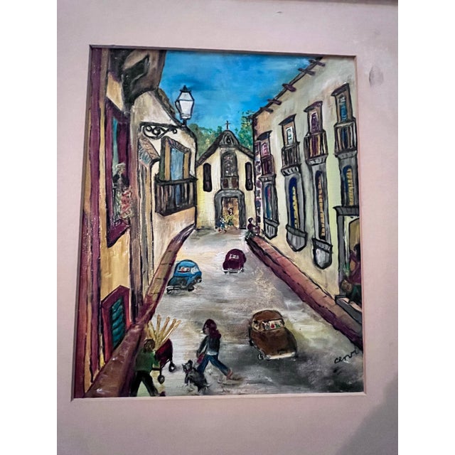 Original 1973 “French Basque Street” Oil on Board by Cervi (Columbia Rossi) For Sale - Image 4 of 9