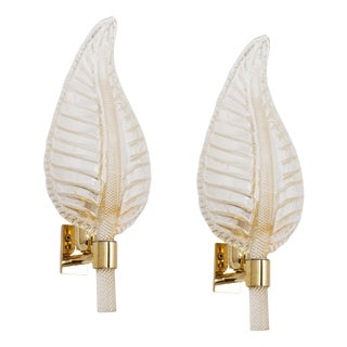 Murano Glass Wall Sconces attributed to Barovier & Toso, Italy, 1970s, Set of 2 For Sale