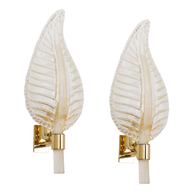 Murano Glass Wall Sconces attributed to Barovier & Toso, Italy, 1970s, Set of 2 For Sale
