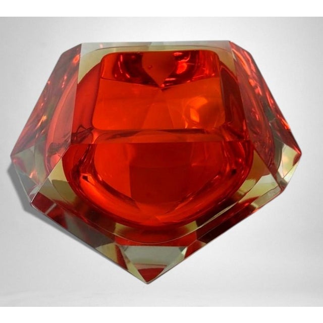 Mid-Century Modern Mandruzzato Style Murano “Sommerso” Glass Ashtray For Sale - Image 3 of 18