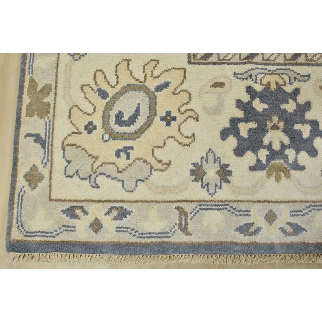 Oushak Rug 9′ X 12’2” Blue Wool Traditional Hand-Knotted Oriental Carpet For Sale - Image 10 of 12
