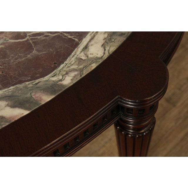 Brown 1940's Custom Regency Style Marble Top Mahogany Coffee Table For Sale - Image 8 of 12