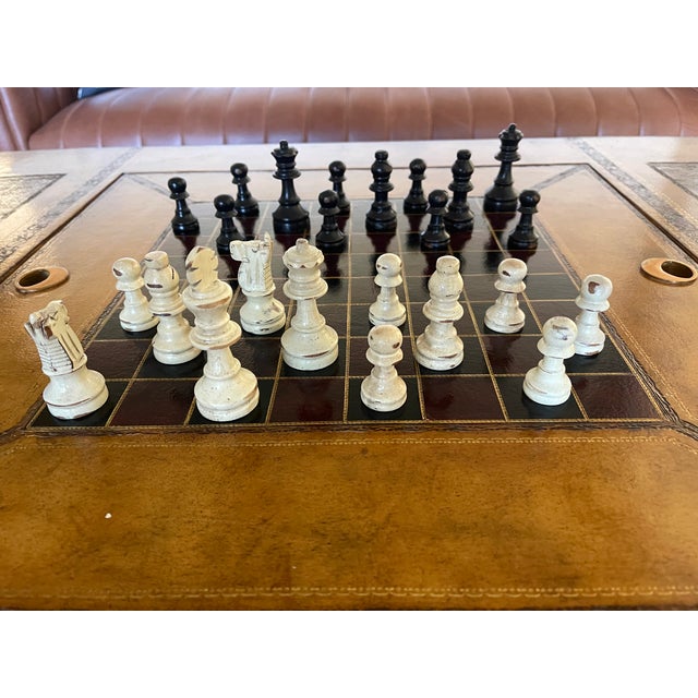 Animal Skin 1990s Maitland-Smith Leather Stacked Books Game Table / Trunk Coffee Table With Backgammon & Checkers Board For Sale - Image 7 of 18