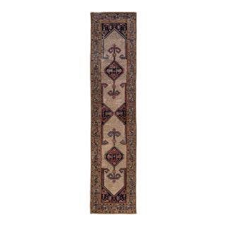 Hamadan Handmade Brown Wool Runner For Sale