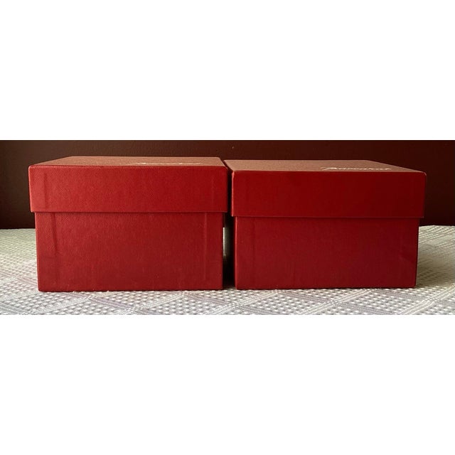 Glass Pair of VTG Baccarat Crystal Candleholders in Original Boxes, 1 3/4” X 3 3/8” For Sale - Image 7 of 11