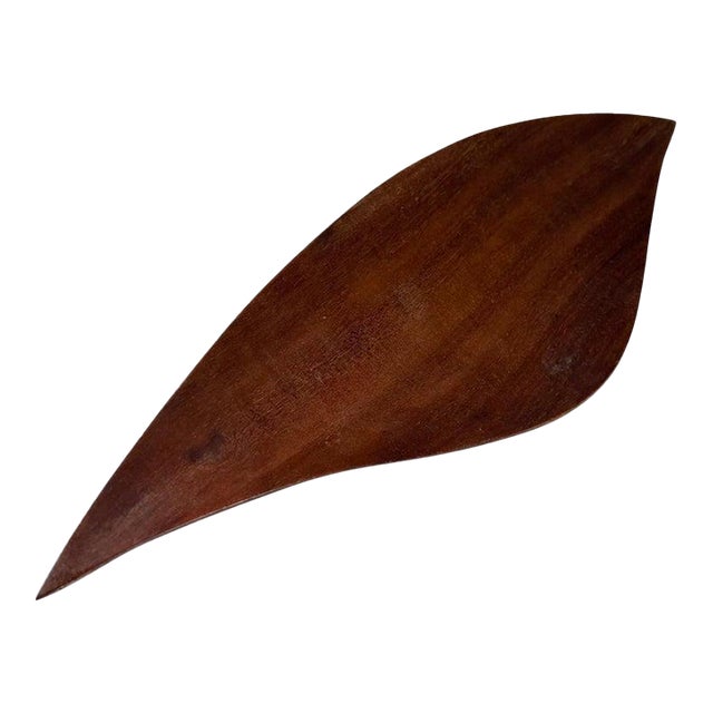 Vintage Haitian Mahogany Sculptural Tray, Organic Leaf Design, 1970s For Sale
