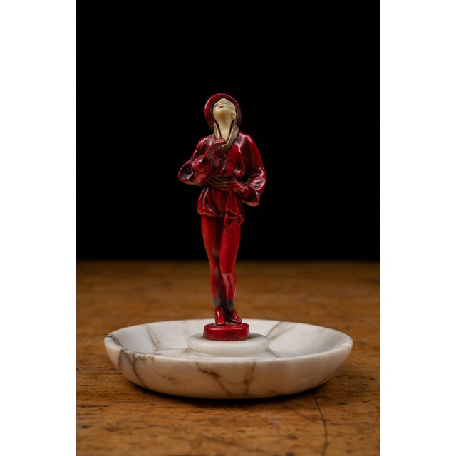 Art Deco Early 20th Century J B Hirsch Art Deco Figural Alabaster Ashtray For Sale - Image 3 of 14