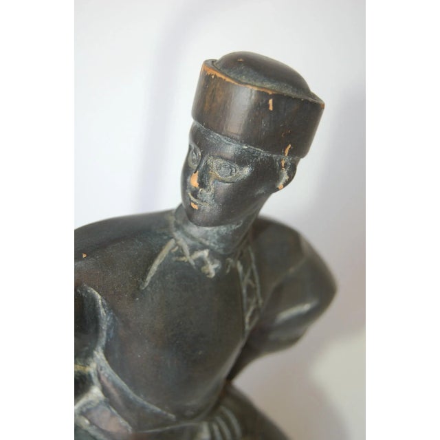 1950s Hand Carved Wood Cossack Russian Dancer Table Lamp Signed Jascha Heifetz For Sale - Image 5 of 12