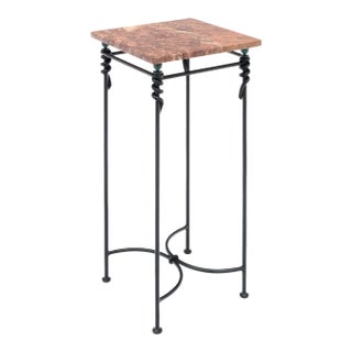 Vintage French Side Table, Iron and Marble For Sale