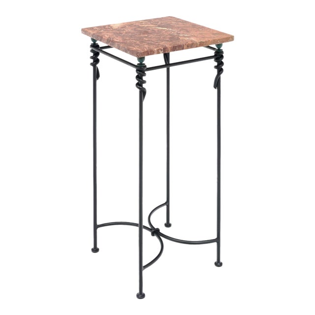 Vintage French Side Table, Iron and Marble For Sale