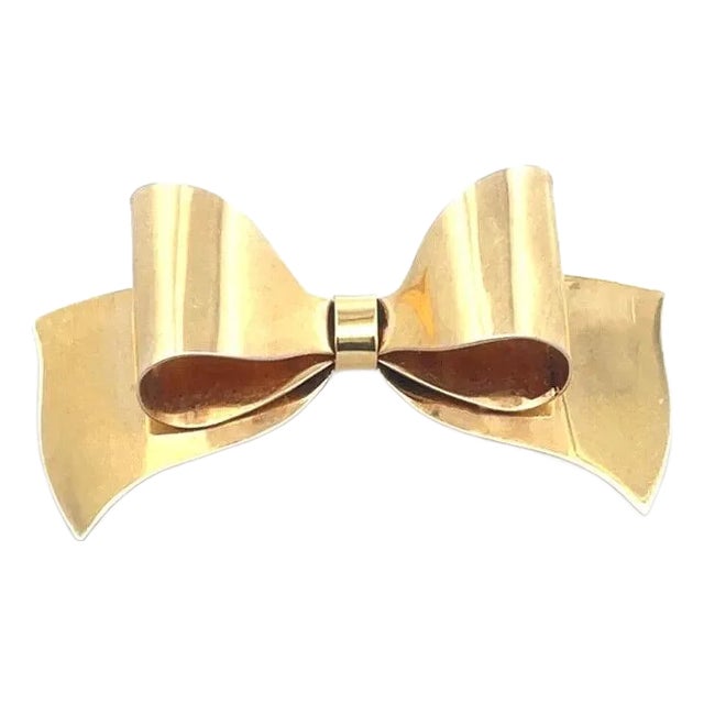 Tiffany & Co. Gold Bow Brooch Vintage 14k Yellow Ribbon Bow Style For Sale