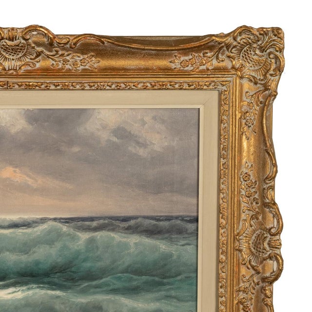 1920s Antique Italian Oil on Canvas Painting Seascape Coastline Isle of Capri Italy by Cavalier Michele Federico, 1925 For Sale - Image 5 of 13