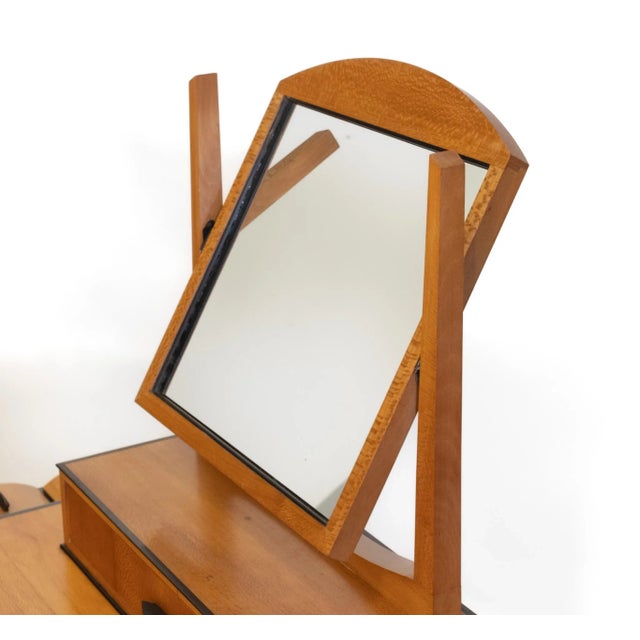 Bespoke Art Deco Revival London Plane & Ebony Dressing Table from Francesca Graham, 1984 For Sale - Image 14 of 18