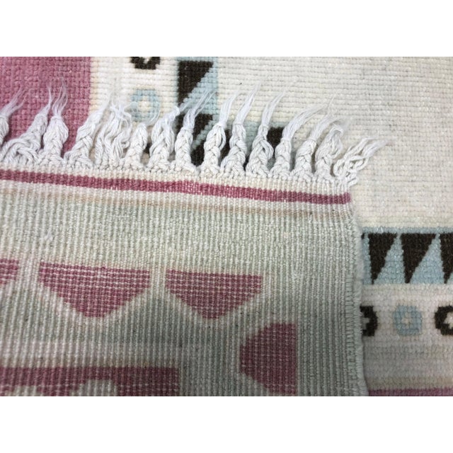 Vintage Traditional Turkish Handmade Beige and Pink Rug For Sale - Image 10 of 11