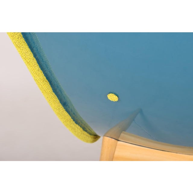 Set of Mid-Century Yellow and Blue Armchairs attributed to Miroslav Navratil, 1950s For Sale - Image 6 of 16