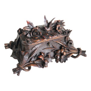 Antique Swiss Hand Carved Black Forest Jewelry Box, 1880 For Sale