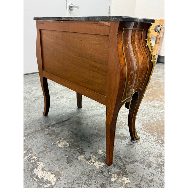 Wood Louis XV Style Bombe Marquetry Commode, Vintage For Sale - Image 7 of 12