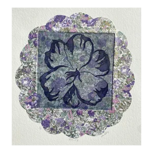 Jane Eddy Doily Serigraph With Chine Colle