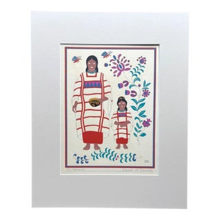 Carlos Mérida Silkscreen Print, "Triques... Oaxaca" in 16" x 20" Mat, 1945 For Sale