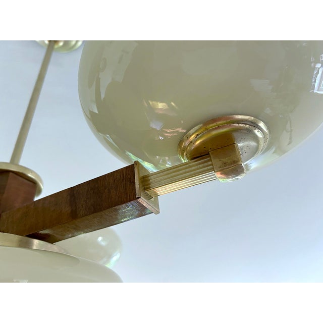 Vintage Art Deco Pendant Light in Wood and Glass, 1930s For Sale - Image 17 of 18