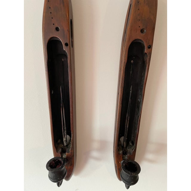 Vintage Wooden Candle Holders From Weaving Shuttle Loom - Set of 1 For Sale - Image 11 of 12