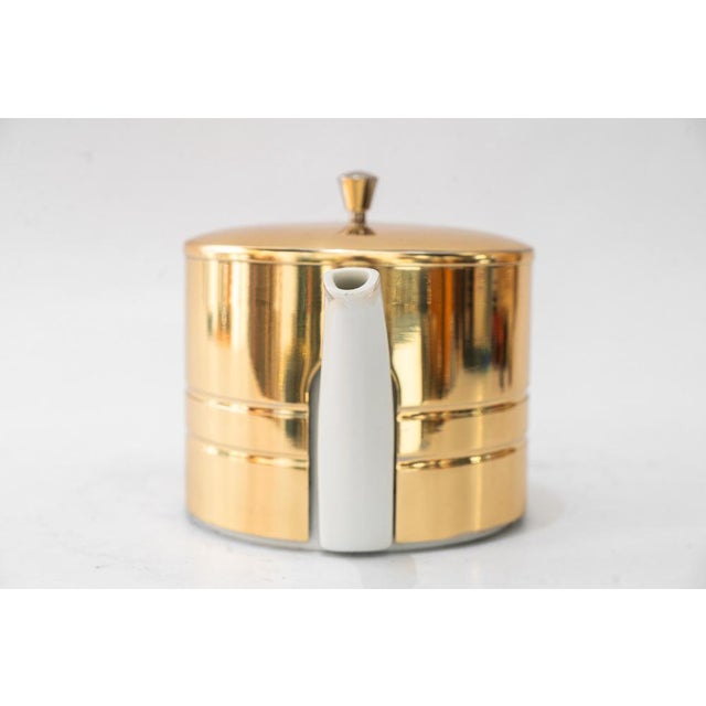 Mid-Century Modern Ceramic Thermos Can with Brass Cover, 1950s For Sale - Image 3 of 13