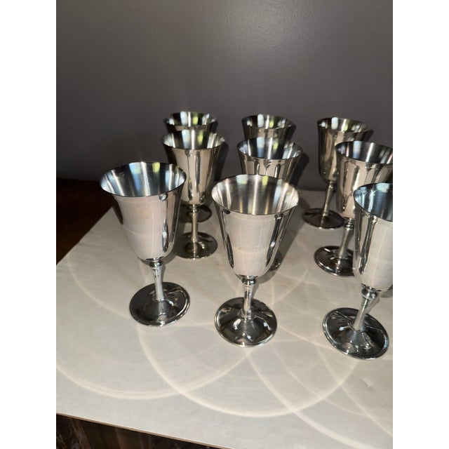 Vintage Silverplate Wine Goblets byDe Uberti Dul Made in Italy Set of 12 For Sale - Image 9 of 15