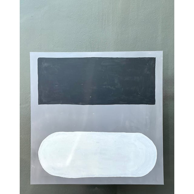 Gray Vintage Monumental Abstract Painting on Canvas For Sale - Image 8 of 12