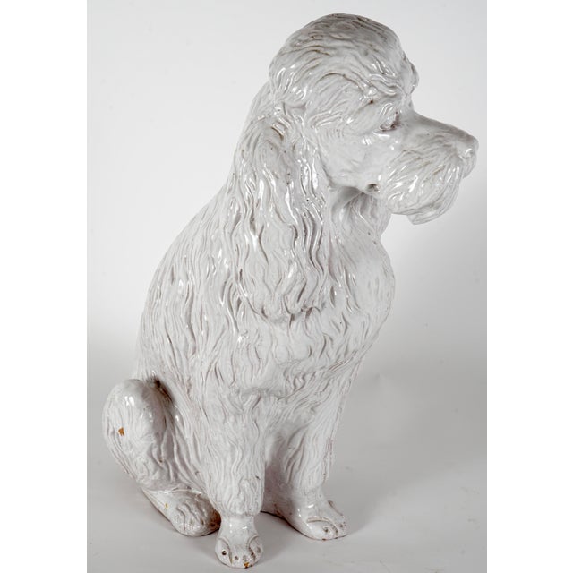 White Vintage Italian Ceramic Dog Statue For Sale - Image 8 of 11