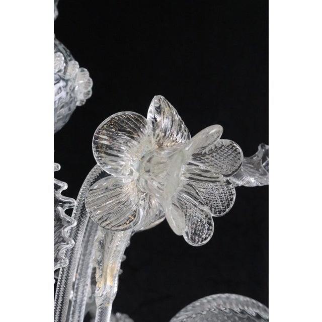 Large Vintage Clear Six Arm Murano Style Glass Chandelier For Sale In New York - Image 6 of 12