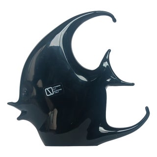 Black Murano Glass Fish Figure by Vincenzo Nason, 1970s For Sale