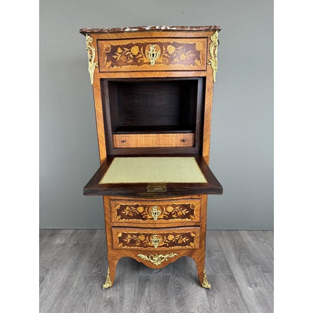 Napoleon III Louis XV Marquetry Secretary For Sale - Image 5 of 13