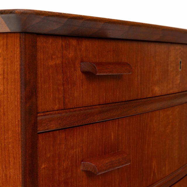 Brown Vintage Danish Mid-Century Seven-Drawer Teak Tallboy Dresser 1960s For Sale - Image 8 of 8