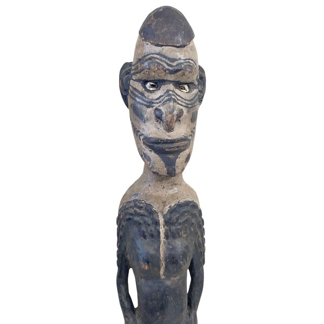 VintageTribal Oceanic Papua-New Guinea Standing Ancestor Figure Sculpture 22" H For Sale - Image 4 of 7