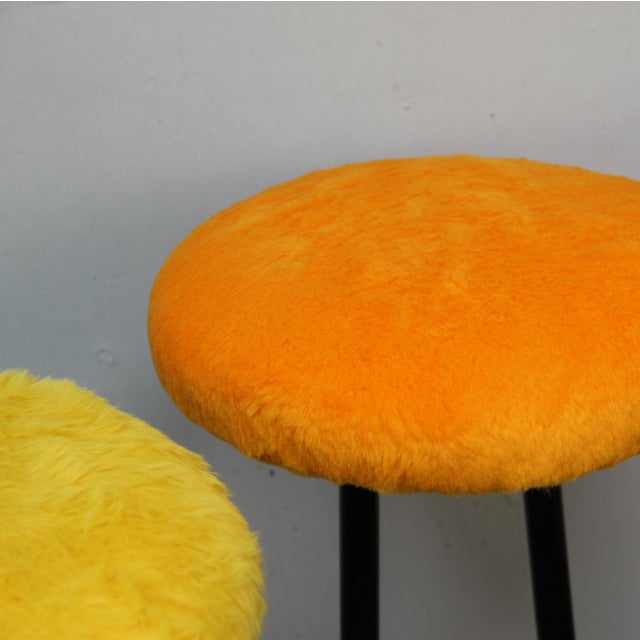 1970s Pop Stool Set Upholstered in Plush, 1970s, Set of 3 For Sale - Image 5 of 7