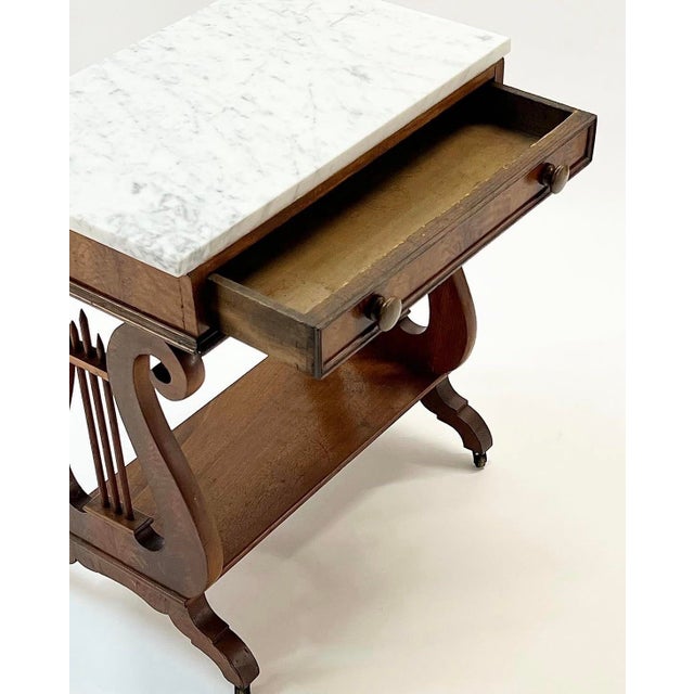 Antique Marble Top Mahogany Lyre Table For Sale - Image 11 of 12