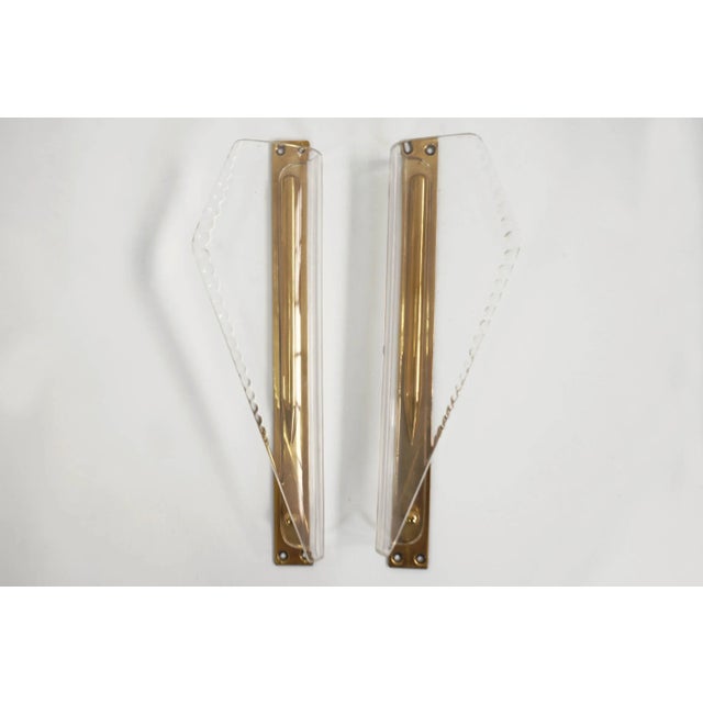 Italian Plexi and Brass Door Handles, 1950s, Set of 2 For Sale - Image 4 of 4
