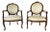 Mid 20th Century Pair of French Louis XV Style Carved Walnut Upholstered Fauteuils Open Armchairs For Sale