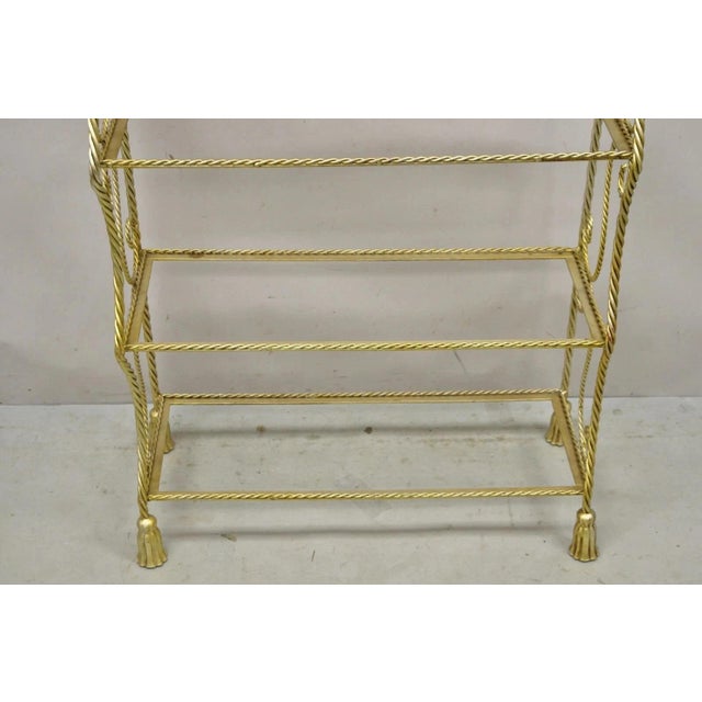 Mid 20th Century Italian Hollywood Regency Iron Rope Tassel Silver Gold 5 Tier Etagere Bookcase For Sale - Image 9 of 12