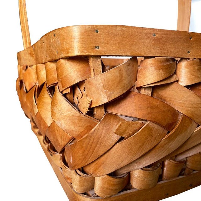 Folk Art Woven Porcupine Wood Decorative Basket For Sale - Image 3 of 5