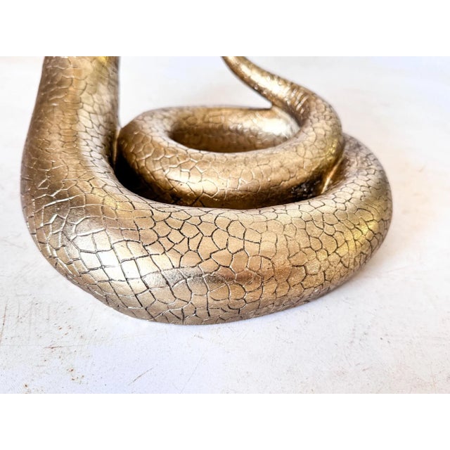 20th Century Snake Resin Gilt Sculpture Standing Cobra, France For Sale - Image 5 of 6