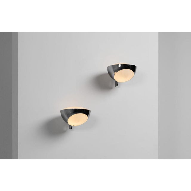 Silver Chrome Wall Sconces attributed to Max Ingrand for Fontana Arte, Italy, 1963, Set of 2 For Sale - Image 8 of 18