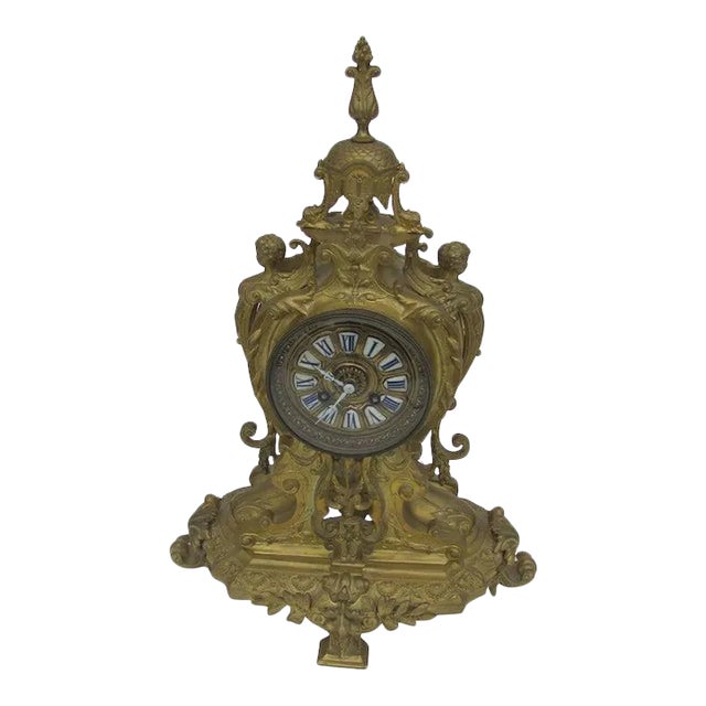 Late 19th Century Dore Bronze French Clock For Sale
