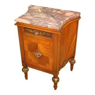 ​1920's Marble Top Louis XVI Style Kingwood Nightstand For Sale