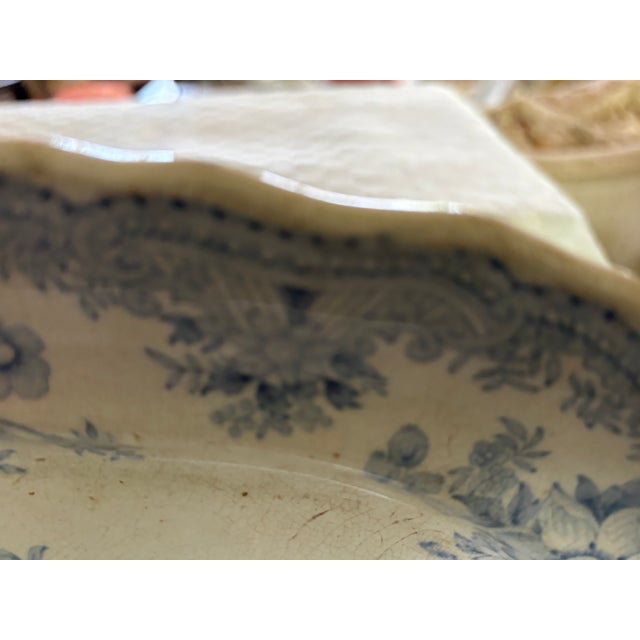 Cornflower Blue Mid 19th Century Asiatic Pheasant Platter For Sale - Image 8 of 14