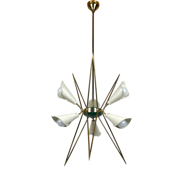 Mid-Century Modern Metal Chandelier from Stilnovo, 1970s For Sale
